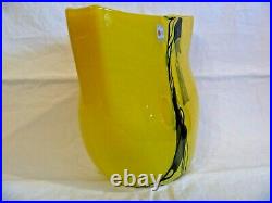 Blenko RARE 1986 Opaline Yellow Pocket Vase #8621 B Sticker