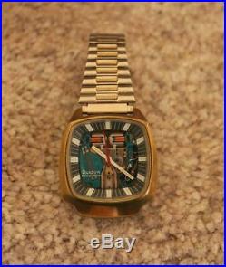 Bulova Accutron Spaceview 214 Men's Wrist Watch 1975 Tuning Fork Case Rare