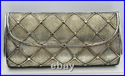 Cartier Rare Vintage Sterling Silver & 18k Gold Raised Quilted Clutch Purse