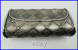 Cartier Rare Vintage Sterling Silver & 18k Gold Raised Quilted Clutch Purse