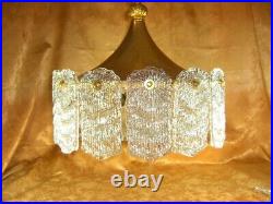 Ceiling pendant light, Mid Century Modern, Art Deco, brass, crystal vintage rare