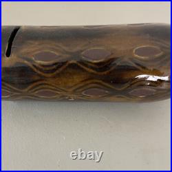 Ceramic Pottery Pig Coin Bank RARE VTG Long Skinny Mid Century Modern Brown