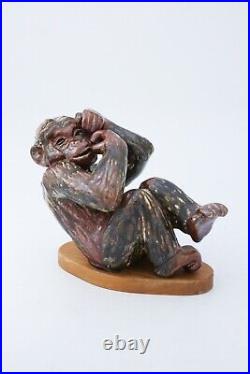 Ceramic Sculpture of a Monkey Gunnar Nylund Rörstrand Rare Midcentury Modern