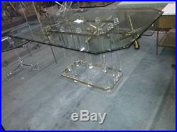 Charles Hollis Jones Lucite With Brass & Glass Dining Table Rare Mid-Century