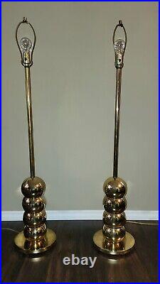 Cool Rare Brass MCM Atomic Age Kovacs Style Ball Stacked Gold Vtg Floor Lamps