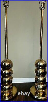 Cool Rare Brass MCM Atomic Age Kovacs Style Ball Stacked Gold Vtg Floor Lamps