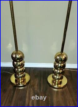 Cool Rare Brass MCM Atomic Age Kovacs Style Ball Stacked Gold Vtg Floor Lamps