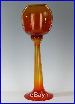 Crazy Rare Large Blenko Wayne Husted Tangerine 5727 Trumpet Vase 1957 / 1958