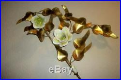 Curtis Jere Porcelain Flowers Brass Wall Art Sculpture Handmade Rare MID Century