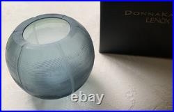 DONNA KARAN Lenox QUAXS glacier etched art glass Modern Candle Holder Vase RARE