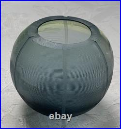 DONNA KARAN Lenox QUAXS glacier etched art glass Modern Candle Holder Vase RARE
