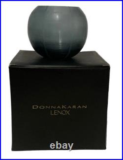 DONNA KARAN Lenox QUAXS glacier etched art glass Modern Candle Holder Vase RARE