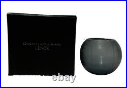 DONNA KARAN Lenox QUAXS glacier etched art glass Modern Candle Holder Vase RARE