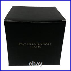 DONNA KARAN Lenox QUAXS glacier etched art glass Modern Candle Holder Vase RARE