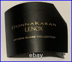 DONNA KARAN Lenox QUAXS glacier etched art glass Modern Candle Holder Vase RARE
