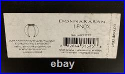 DONNA KARAN Lenox QUAXS glacier etched art glass Modern Candle Holder Vase RARE