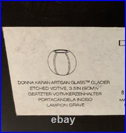 DONNA KARAN Lenox QUAXS glacier etched art glass Modern Candle Holder Vase RARE