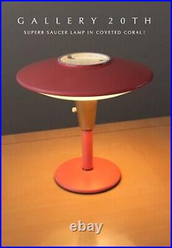Dazor MID Century Modern Saucer Table Lamp! Atomic 1950s Rare Coral! Desk Pink