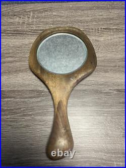 Dean Santner Wood Hand Mirror Vintage Mid Century Modern Rare MCM HTF Luxury