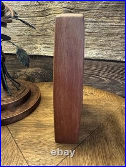 Early Rare Mid Century Modern Teak Brass Statue Clock. Beautiful