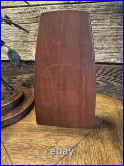 Early Rare Mid Century Modern Teak Brass Statue Clock. Beautiful