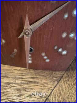 Early Rare Mid Century Modern Teak Brass Statue Clock. Beautiful