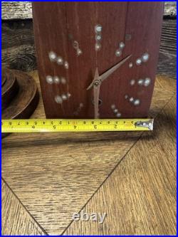Early Rare Mid Century Modern Teak Brass Statue Clock. Beautiful