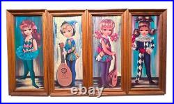 Eden Soroka Big Eyes Moppet Harlequin Art Print Mid Century Modern 4pc Rare Htf
