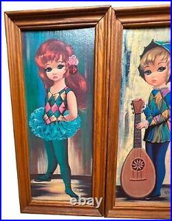 Eden Soroka Big Eyes Moppet Harlequin Art Print Mid Century Modern 4pc Rare Htf