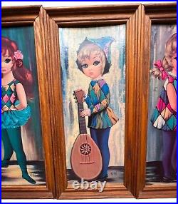 Eden Soroka Big Eyes Moppet Harlequin Art Print Mid Century Modern 4pc Rare Htf
