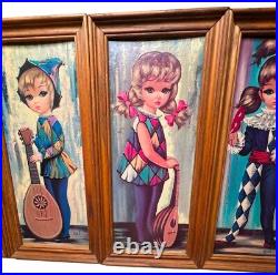 Eden Soroka Big Eyes Moppet Harlequin Art Print Mid Century Modern 4pc Rare Htf