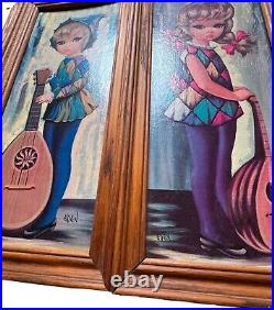 Eden Soroka Big Eyes Moppet Harlequin Art Print Mid Century Modern 4pc Rare Htf