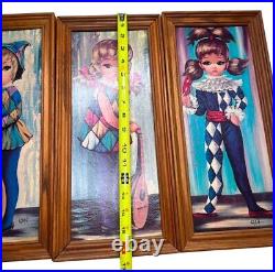 Eden Soroka Big Eyes Moppet Harlequin Art Print Mid Century Modern 4pc Rare Htf