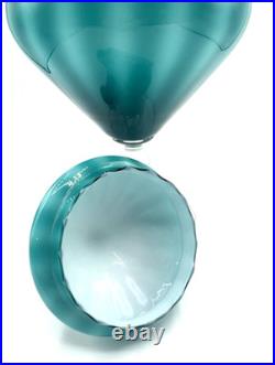 Empoli Teal Blue Apothecary Jar Glass Opaline Circus Tent MCM Vintage Italy RARE