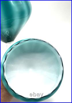 Empoli Teal Blue Apothecary Jar Glass Opaline Circus Tent MCM Vintage Italy RARE