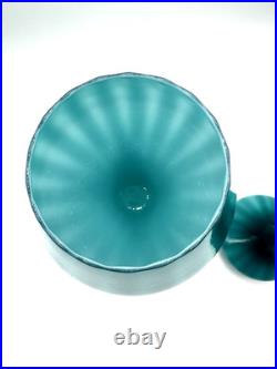 Empoli Teal Blue Apothecary Jar Glass Opaline Circus Tent MCM Vintage Italy RARE