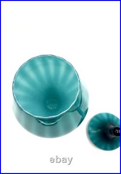 Empoli Teal Blue Apothecary Jar Glass Opaline Circus Tent MCM Vintage Italy RARE