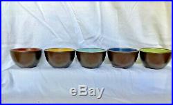 Ex. Rare 5 Piece Set Of Heath Ceramics Multi-colored Tea Bowls /cups 1948-1952
