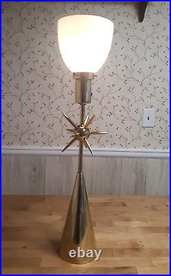 Excellent Rare Vintage Mid Century Modern Atomic Starburst Brass Torchiere Lamp