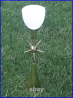 Excellent Rare Vintage Mid Century Modern Atomic Starburst Brass Torchiere Lamp