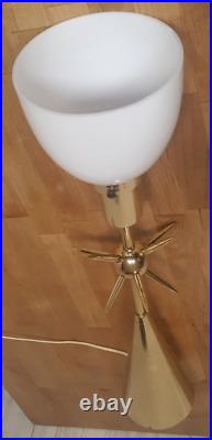 Excellent Rare Vintage Mid Century Modern Atomic Starburst Brass Torchiere Lamp