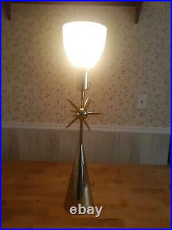 Excellent Rare Vintage Mid Century Modern Atomic Starburst Brass Torchiere Lamp