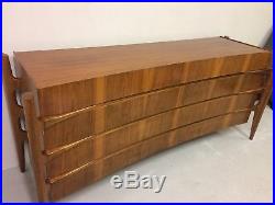 Exceptional & Rare MID Century Dresser In Book-matched Walnut By William Hinn