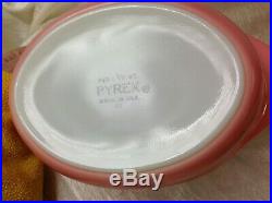 Extremely Rare HTF Pyrex Pink Stems Casserole Dish with Lid AND CRADLE 043