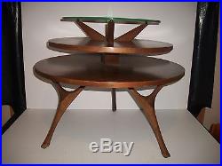 Extremely Rare Mid-century Adrian Piersall 3 Tier Glass Top Accent Table