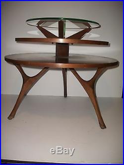 Extremely Rare Mid-century Adrian Piersall 3 Tier Glass Top Accent Table