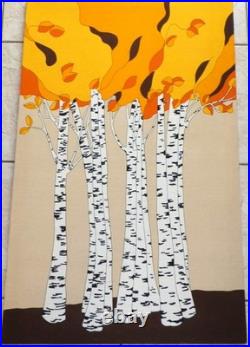 Fabulous Mid Century Modern Howard Smith Fabric Wall Hanging Birch Trees Finland