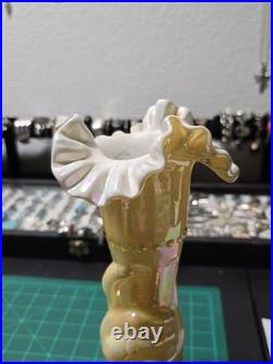 Fenton Mid Century Modern Hand Vase Iridescent Color Rare Vase 11in Tall