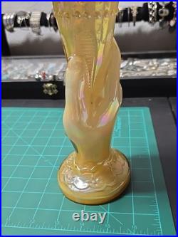 Fenton Mid Century Modern Hand Vase Iridescent Color Rare Vase 11in Tall