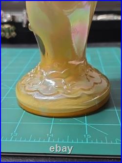 Fenton Mid Century Modern Hand Vase Iridescent Color Rare Vase 11in Tall
